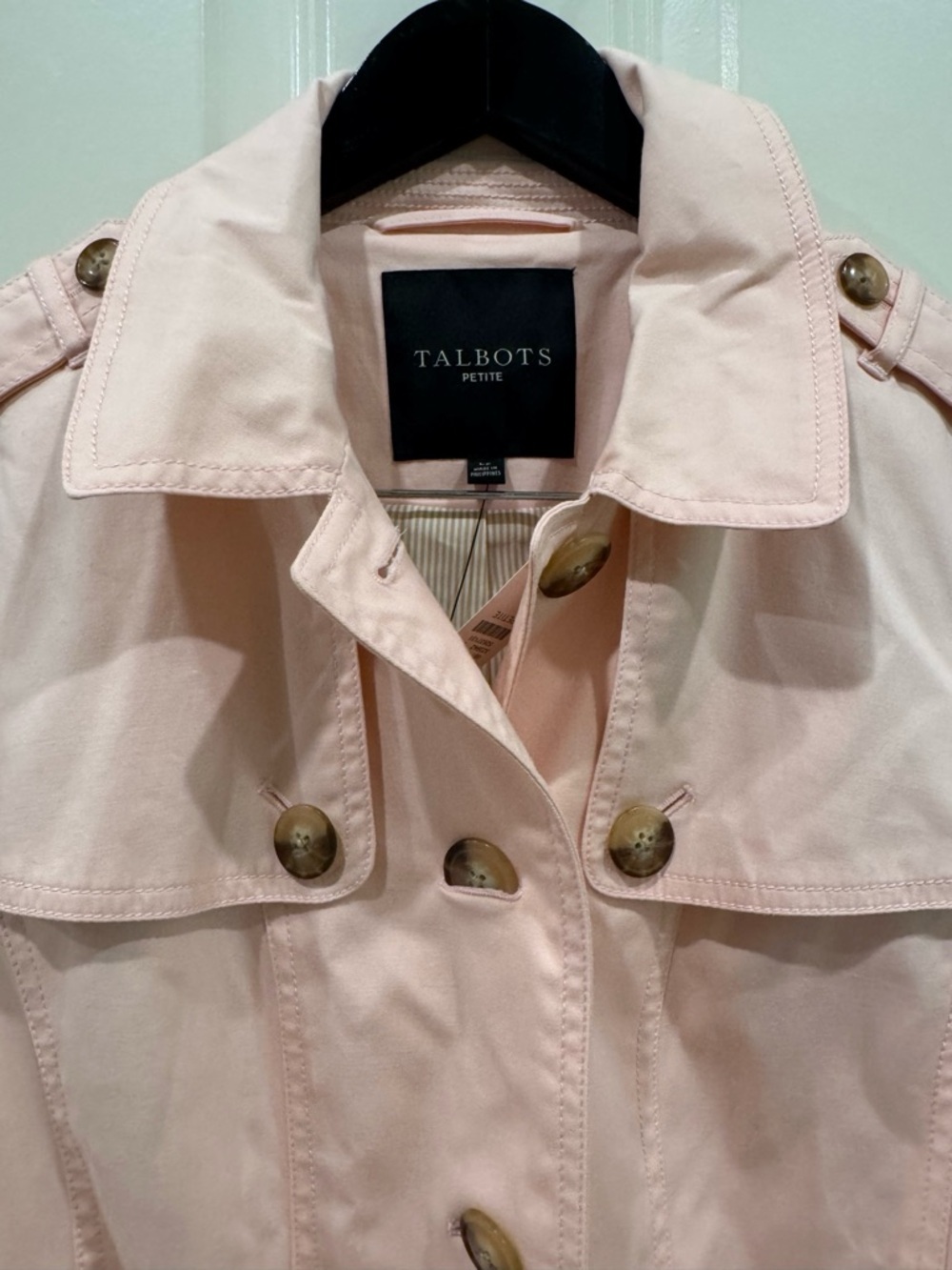BNWT Talbots Polished Trench Coat Pale Pink size Large Petite $189 - Picture 8 of 8